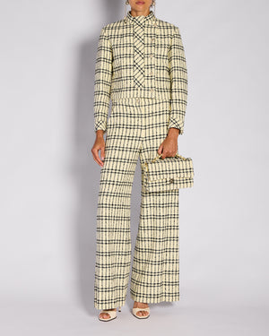 Chanel Pastel Yellow & Black Two Piece Tweed Jacket and Trouser Set Size FR 36/38 (UK 8/10)