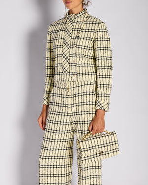 Chanel Pastel Yellow & Black Two Piece Tweed Jacket and Trouser Set Size FR 36/38 (UK 8/10)