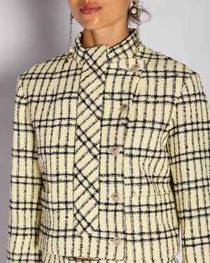 Chanel Pastel Yellow & Black Two Piece Tweed Jacket and Trouser Set Size FR 36/38 (UK 8/10)
