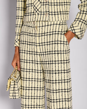 Chanel Pastel Yellow & Black Two Piece Tweed Jacket and Trouser Set Size FR 36/38 (UK 8/10)