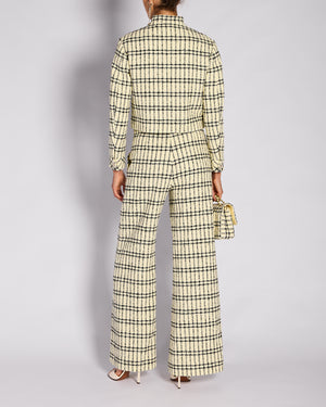 Chanel Pastel Yellow & Black Two Piece Tweed Jacket and Trouser Set Size FR 36/38 (UK 8/10)