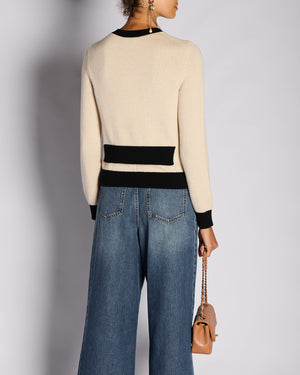 Chanel 25/W Beige & Black Button Jumper Size FR 38 (UK 10)