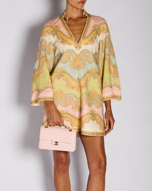 Zimmermann Pink Paisley Print V-Neck Mini Dress Size 0 (UK 8)