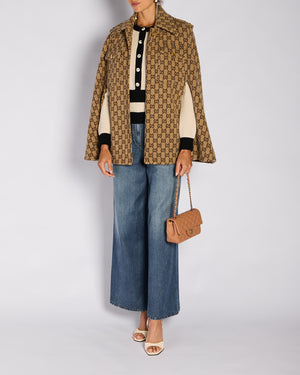 Gucci Brown GG Monogram Cape with Anchor Button Detail Size L (UK 14)