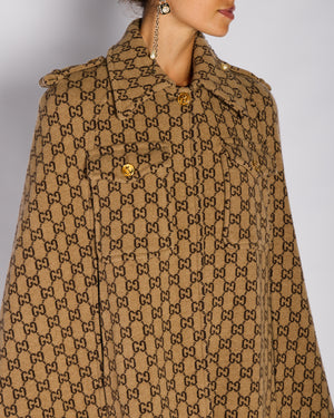 Gucci Brown GG Monogram Cape with Anchor Button Detail Size L (UK 14)