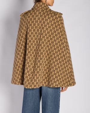 Gucci Brown GG Monogram Cape with Anchor Button Detail Size L (UK 14)