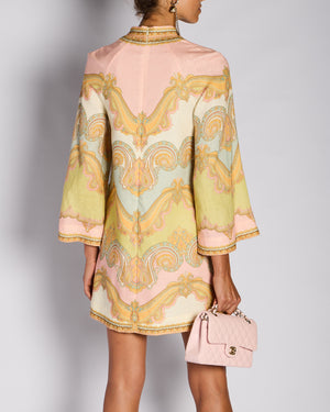 Zimmermann Pink Paisley Print V-Neck Mini Dress Size 0 (UK 8)