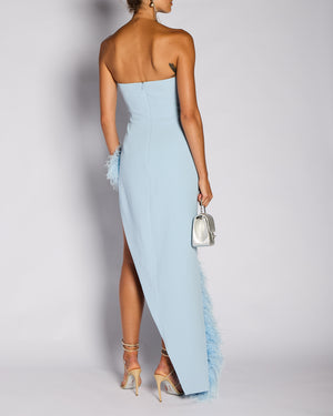David Koma Pastel Blue Asymmetric Feather Gown Size FR 36 (UK 8)