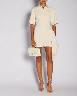 Jacquemus "Le Raphia" Ivory Short Sleeve Button Down Mini Dress Size FR 36 (UK 8)