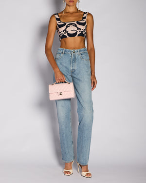 Chanel by Matthieu Blazy Blue CC Turn Lock High-Waist Jeans Size FR 36 (UK 8)