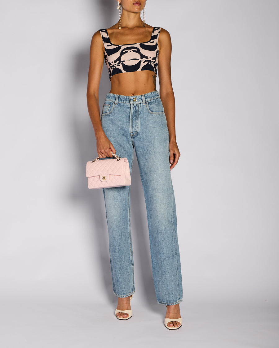 Chanel by Matthieu Blazy Blue CC Turn Lock High-Waist Jeans Size FR 36 (UK 8)