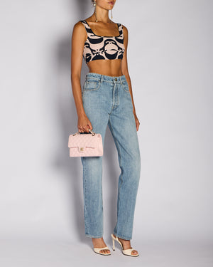 Chanel by Matthieu Blazy Blue CC Turn Lock High-Waist Jeans Size FR 36 (UK 8)