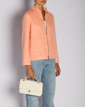 Hermès Peach Cashmere Reversible Coat with Chain d'Ancre Detail Size FR 36 (UK 8)