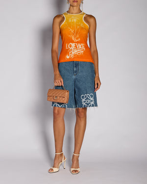 Loewe X Paula's Ibiza Orange Ombre Ribbed Vest Top with Anagram Logo Detail Size S (UK 8)