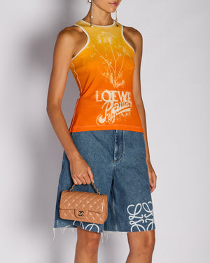 Loewe X Paula's Ibiza Orange Ombre Ribbed Vest Top with Anagram Logo Detail Size S (UK 8)