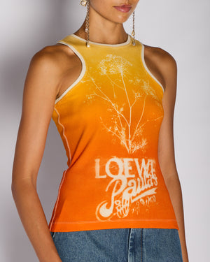 Loewe X Paula's Ibiza Orange Ombre Ribbed Vest Top with Anagram Logo Detail Size S (UK 8)