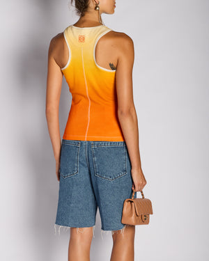 Loewe X Paula's Ibiza Orange Ombre Ribbed Vest Top with Anagram Logo Detail Size S (UK 8)