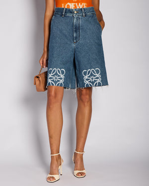 Loewe Blue High-Waist Anagram Denim Short Size FR 36 (UK 8)