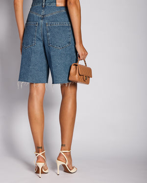 Loewe Blue High-Waist Anagram Denim Short Size FR 36 (UK 8)