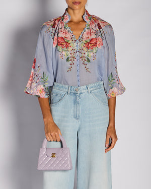 Zimmermann Blue Floral Button Down Blouse Size 1 (UK 8)