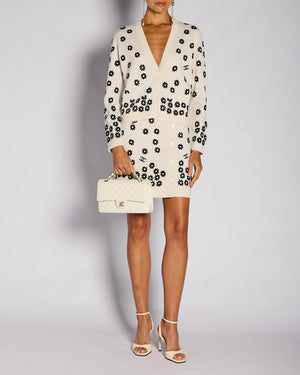 Chanel Cream Floral Button Down Cardigan with Matching Skirt Set Size FR 38/42 (UK 10/14)