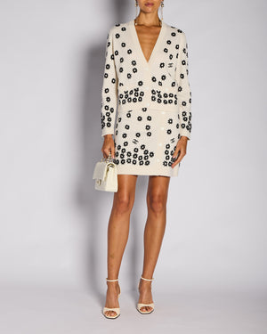 Chanel Cream Floral Button Down Cardigan with Matching Skirt Set Size FR 38/42 (UK 10/14)