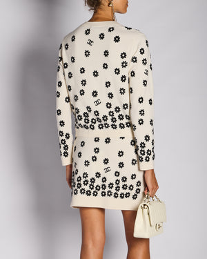 Chanel Cream Floral Button Down Cardigan with Matching Skirt Set Size FR 38/42 (UK 10/14)