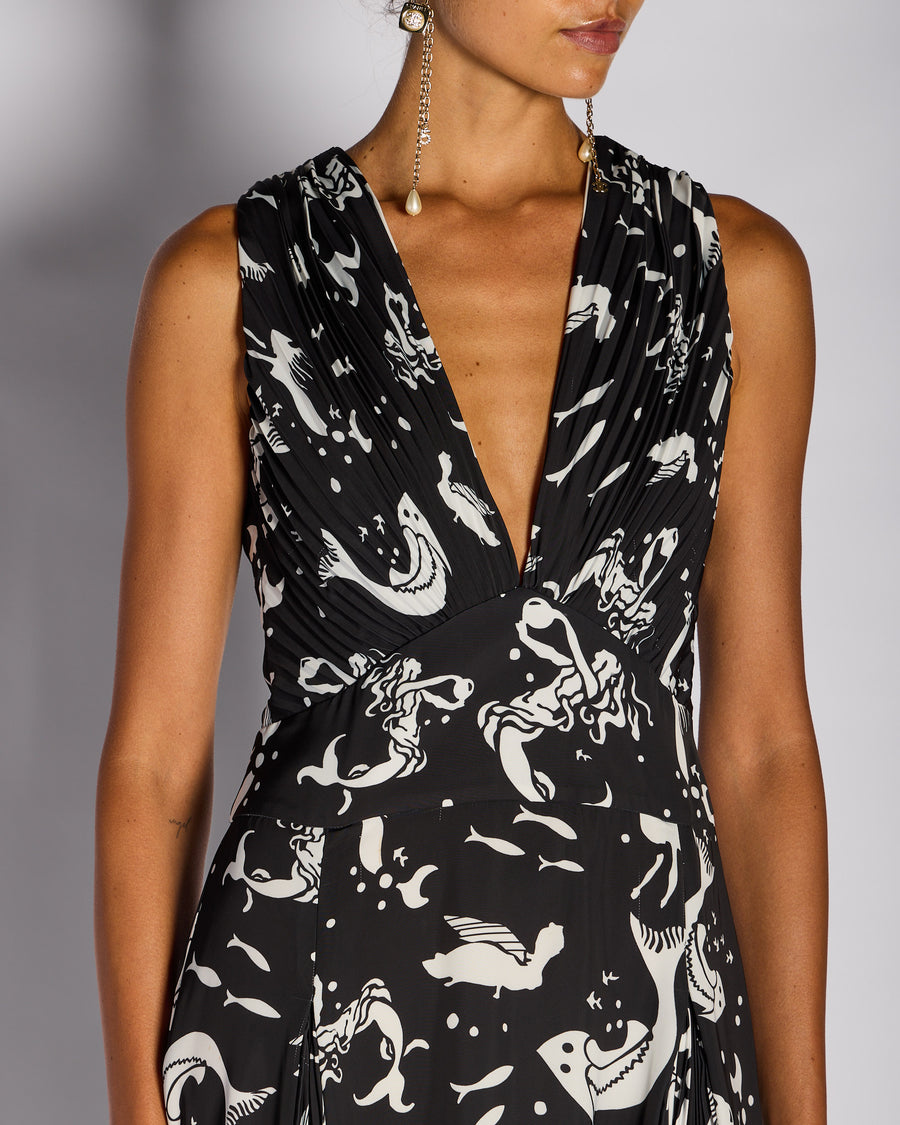 Prada Black Zodiac Sleeveless Flame Dress Size IT 42 (UK 10)