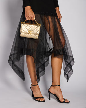 Alexander McQueen Black Backless Ribbed Long Sleeve Dress with Tulle Detail Size XS (UK 6)