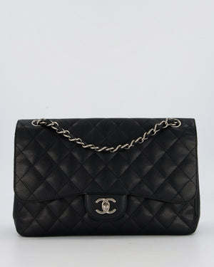 Chanel Jumbo Classic Double Flap Bag in Black Caviar Leather with Silver Hardware RRP £9,540