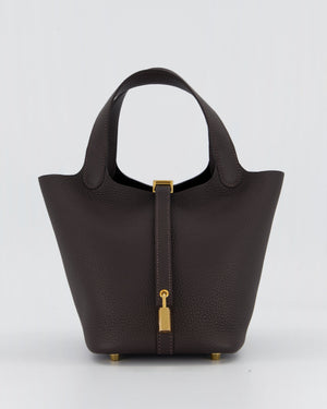 *RARE* Hermès Picotin Lock 18 Bag in Bai Brun Taurillon Clemence with Gold Hardware