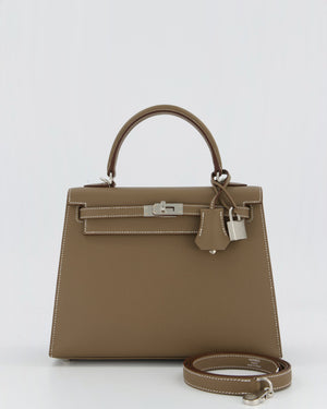Hermès Kelly 25 Sellier Bag in Etoupe Epsom Leather with Palladium Hardware