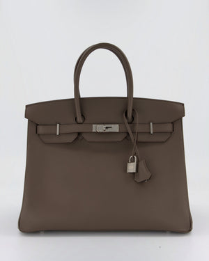 *HOT* Hermès Birkin 35 Retourne Bag in Etain Epsom Leather with Palladium Hardware