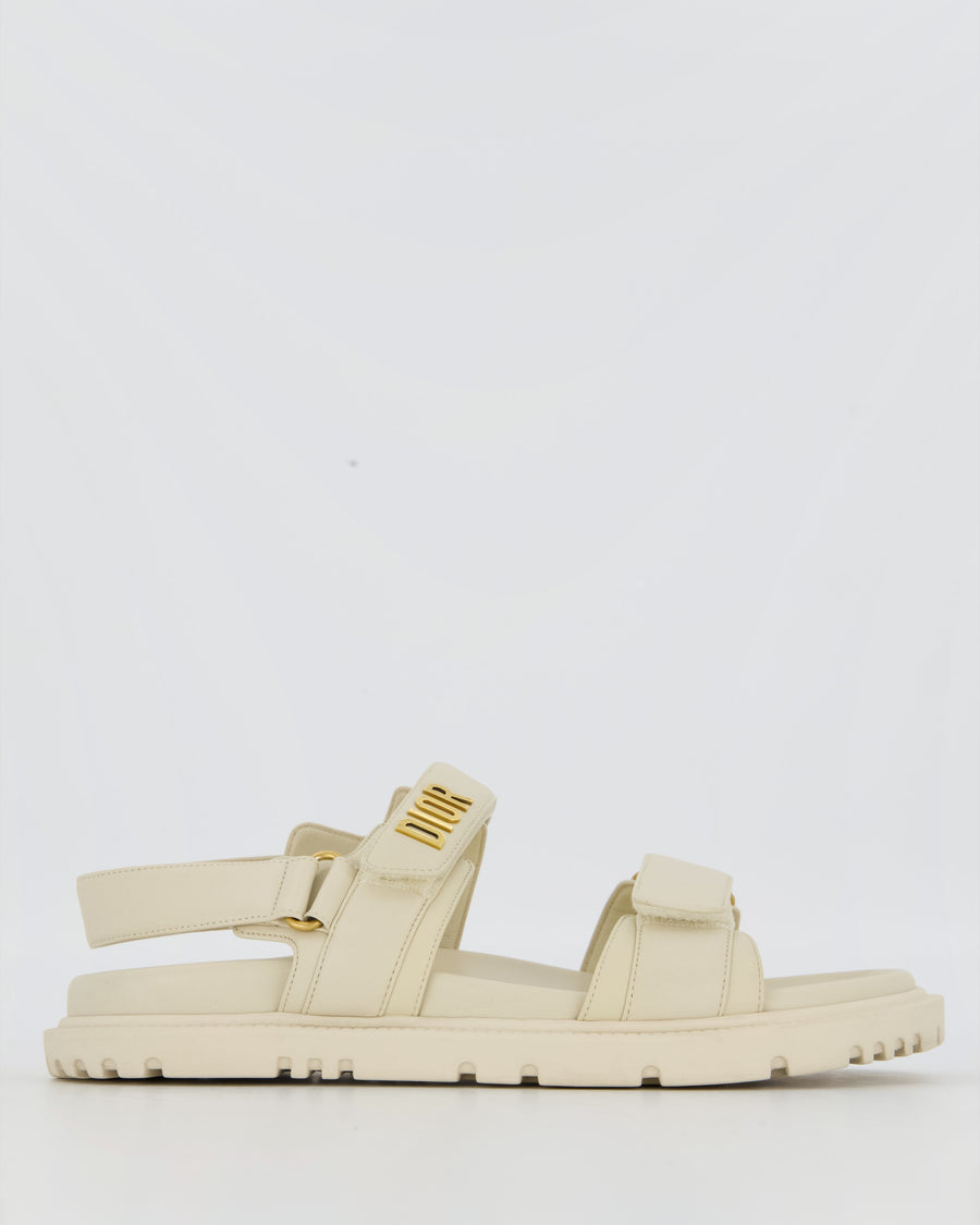 Christian Dior Dioract Beige Lambskin Sandal with Gold Hardware Size EU 41.5