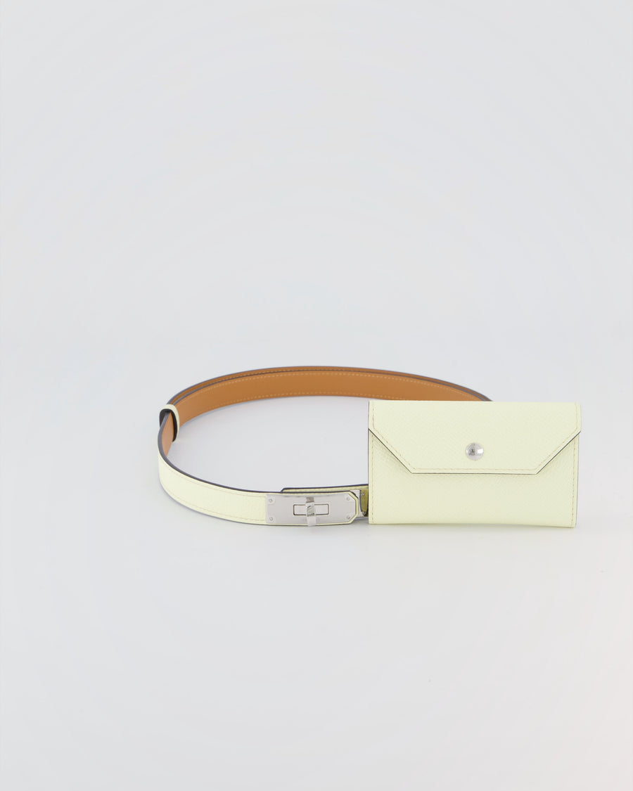 *HOT* Hermès Jaune Milton Kelly Pocket 18 Belt in Epsom Leather with Palladium Hardware RRP £1,550