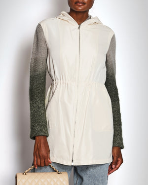 Loro Piana Beige Sleeveless Hooded Gilet with Leather Trim Detail Size IT 40 (UK 8)