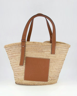 Loewe Natural and Brown Leather Straw Basket Bag