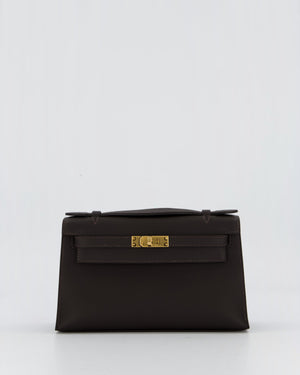 *RARE* Hermès Kelly Pochette Bag in Bai Brun Swift Leather with Gold Hardware