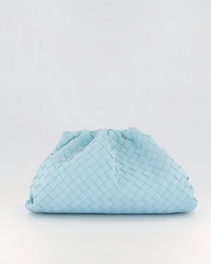 Bottega Veneta Pastel Blue Intrecciato Leather Clutch Bag