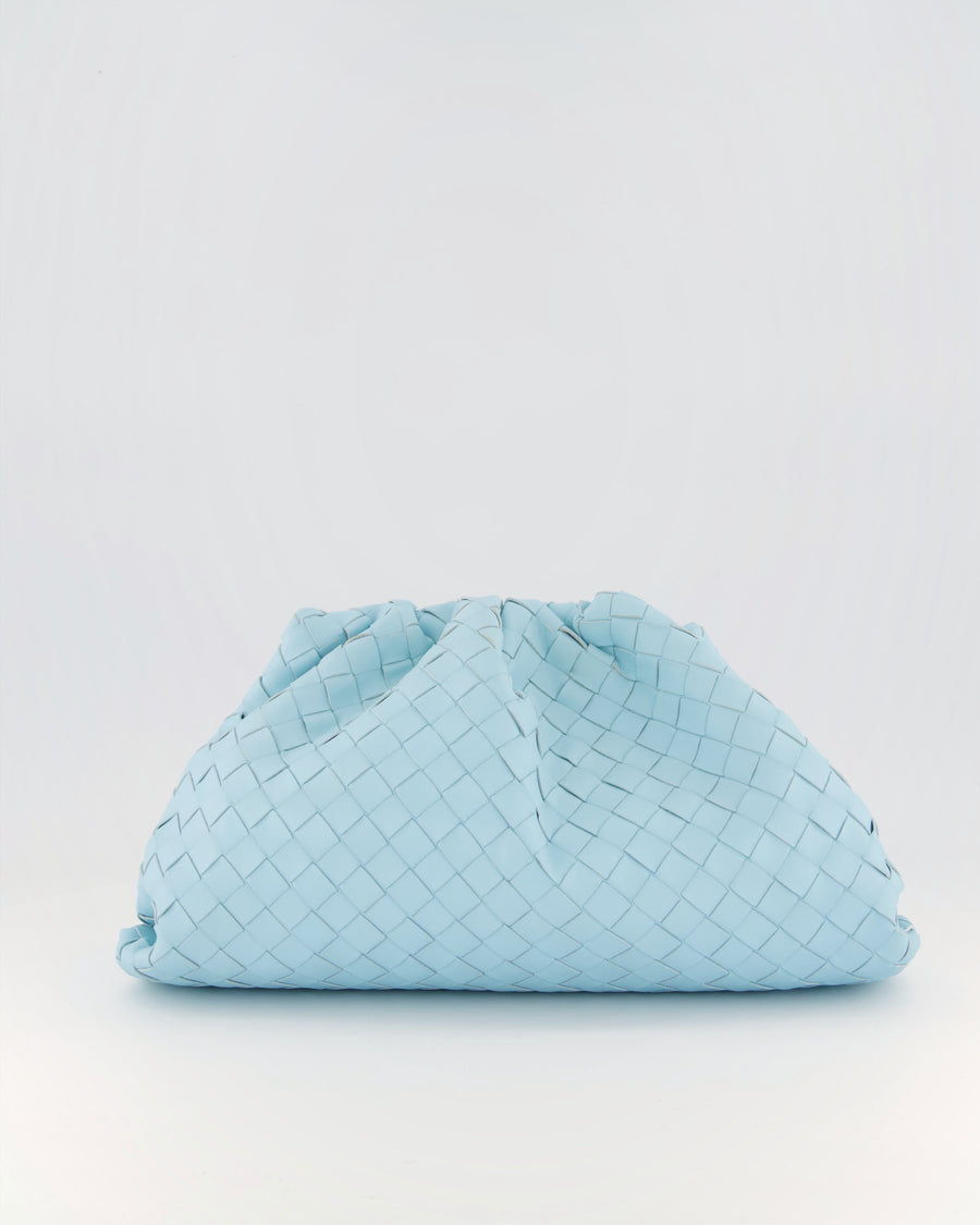 Bottega Veneta Pastel Blue Intrecciato Leather Clutch Bag