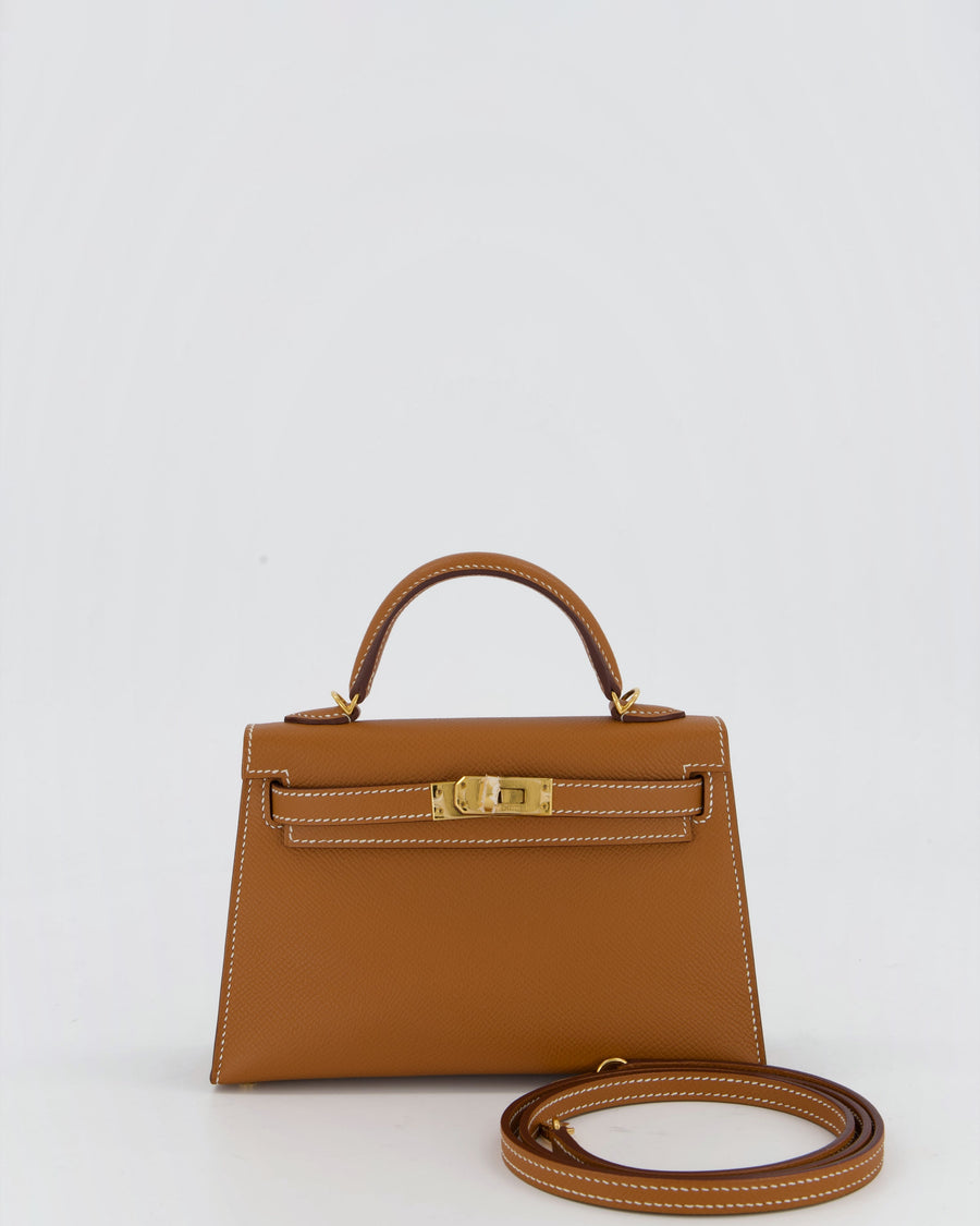 Hermès Mini Kelly II 20 Bag in Gold Epsom Leather with Gold Hardware