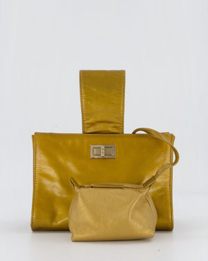 Chanel Gold Metallic Reissue Small Double Clutch Bag in Patent Leather with Champagne Gold Hardware