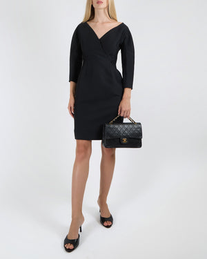 Gucci Black Wool and Silk Blend Long-Sleeved Rounded Shoulder Mini Dress Size IT 38 (UK 6)