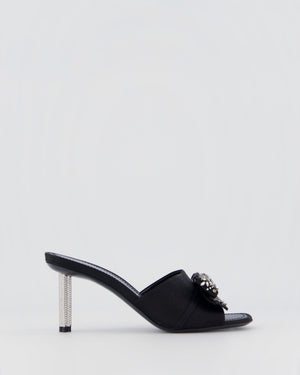 Louis Vuitton Black Satin Open Toe Silver Embellished Mules Size EU 37.5