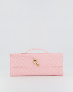 Bottega Veneta Pastel Pink Andiamo Intrecciato Leather Clutch Bag
