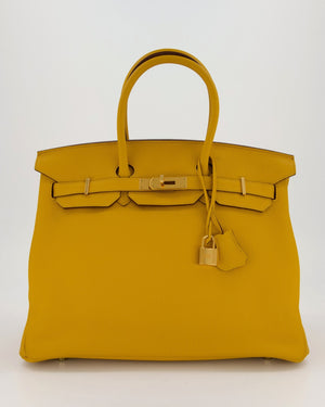 Hermès Birkin Retourne 35 Bag in Jaune Ambre Togo Leather with Gold Hardware