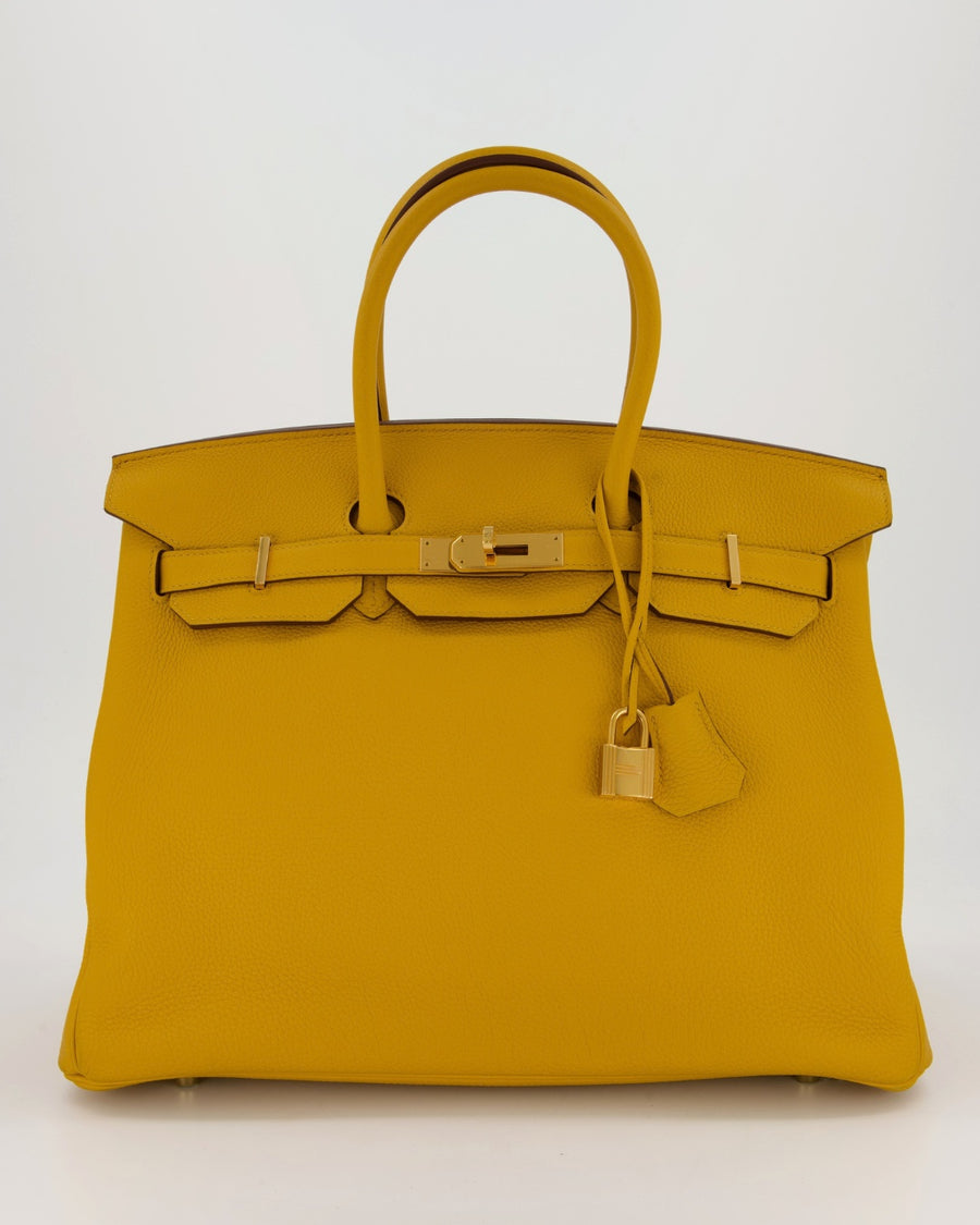 Hermès Birkin Retourne 35 Bag in Jaune Ambre Togo Leather with Gold Hardware