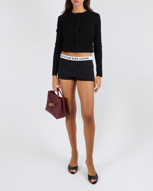 Christian Dior J'Adior Black Micro Shorts with White Waistband with Black Logo Detail Size S (UK 8) RRP £770