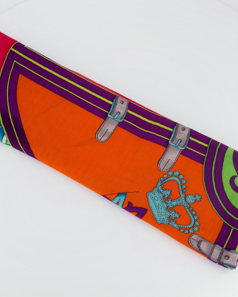 Hermès Red Grande Tenue by Henri d'Origny Cashmere Scarf Size 140cm x 140cm
