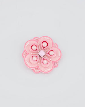 *RARE* Chanel 16/C Pink Camellia Beaded Perspex Brooch